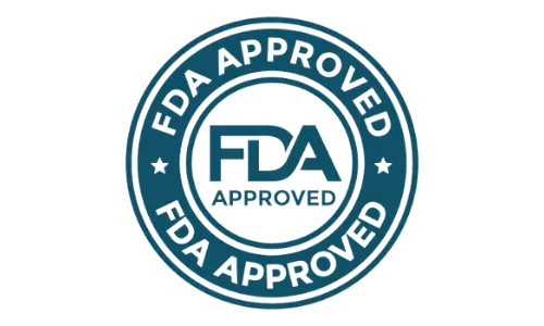 FDA Approved logo signifying that the product complies with the U.S. Food and Drug Administration's safety and regulatory standards.