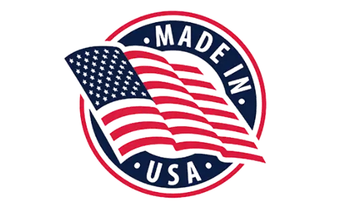 Made in USA logo featuring the American flag and bold text indicating the product is manufactured in the United States.